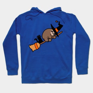 Witch Sloth on Broomstick Hoodie